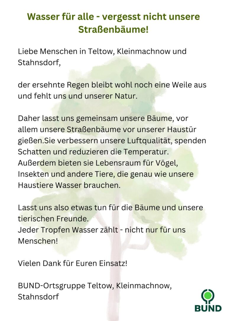 Hilfe für unsere Straßenbäume